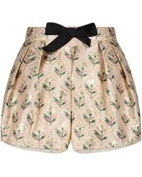 Giambattista Valli - Floral-jacquard Bow-trim Shorts - Lyst
