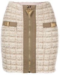 Balmain - Minigonna in tweed con zip - Lyst