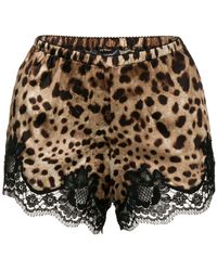 Dolce & Gabbana - Pyjama-Shorts mit Leoparden-Print - Lyst