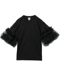 Noir Kei Ninomiya - Tulle-Sleeve T-Shirt - Lyst
