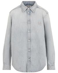 Miu Miu - Logo-Embroidered Denim Shirt - Lyst