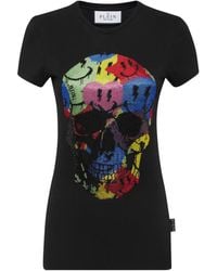 Philipp Plein - Skull-Print Rhinestones-Embellishment T-Shirt - Lyst