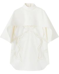 Jil Sander - Lace-Detail Cotton-Silk Cape Top - Lyst