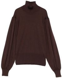 Liviana Conti - High-Neck Balloon-Sleeve Sweater - Lyst