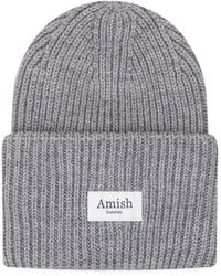 AMISH - Ribbed-Knit Beanie Hat - Lyst