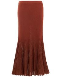 Ulla Johnson - Vera Ribbed-Knit Pleated Midi Skirt - Lyst