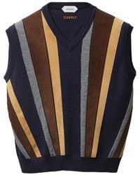 Versace - Intarsia-Wool & Leather Patchwork Vest - Lyst