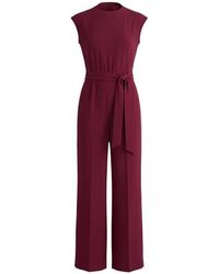 HUGO - Crepe Jumpsuit With Belt - Lyst