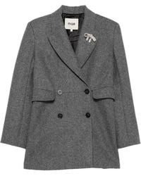 Maje - Double-Breasted Crystal-Embellished Coat - Lyst
