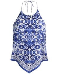 Alice + Olivia - Frenchie Baroque-Print Handkerchief-Hem Top - Lyst