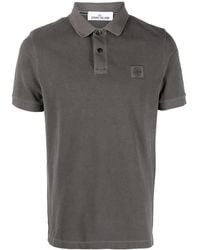 Stone Island - Anthracite Pigment Dyed Slim Fit Polo Shirt - Lyst