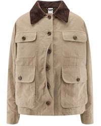 Aspesi - Corduroy-Collar Flap-Pocket Jacket - Lyst