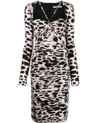 Roberto Cavalli - レオパード シャーリング ドレス - Lyst