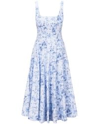 STAUD - Wells Floral-print Flared Dress - Lyst