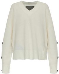 Akep - Button-Sleeve V-Neck Sweater - Lyst