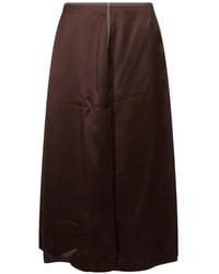 Marni - Jupe Mi-Longue En Satin À Coutures Contrastantes - Lyst