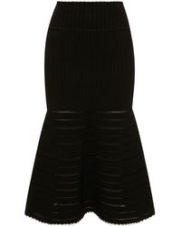 Victoria Beckham - Open-knit Flared Skirt - Lyst