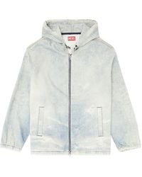 DIESEL - Hooded Joggjeans Jacket With Trompe L'Oeil - Lyst