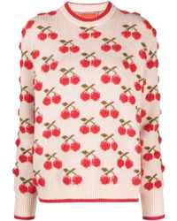 La DoubleJ - Cherry Intarsia-knit Jumper - Lyst