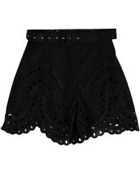 Charo Ruiz - Eyelet-Detail Belted Shorts - Lyst