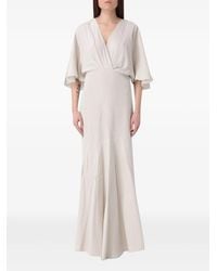 Agnona - V-Neck Flared Maxi Dress - Lyst