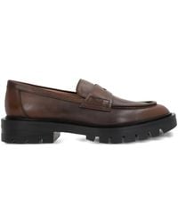 Santoni - Leather Penny Loafers - Lyst