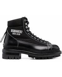 DSquared² - Logo-Print Panelled Boots - Lyst