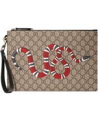 Gucci 'GG' Clutch mit Königsnatter - Braun