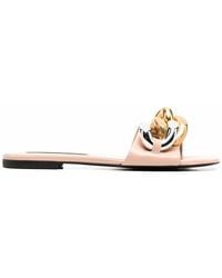 Stella McCartney - Falabella Chain-Embellished Flat Sandals - Lyst