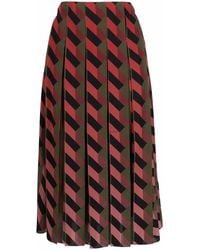 Ferragamo - Plooirok Met Geometrische Print - Lyst
