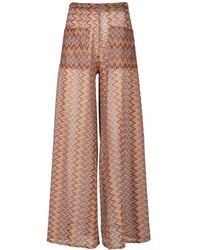 Palmacea - Yera Zigzag-Knit Wide-Leg Trousers - Lyst