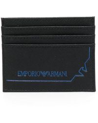 Emporio Armani - Porte-cartes en cuir à logo imprimé - Lyst