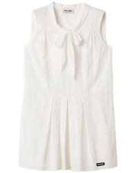 Miu Miu - Slubbed Poplin Dress - Lyst