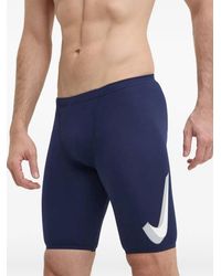 Nike - Swoosh Logo-Print Swim Shorts - Lyst