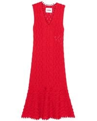 Jil Sander - Robe Mi-Longue À Col V - Lyst