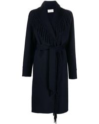 P.A.R.O.S.H. - Fringed Tied-waist Wool Coat - Lyst