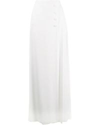 Alberta Ferretti - Skirt-Front Palazzo Trousers - Lyst