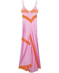 MSGM - Maxi-Jurk Met Kanten Details En Vlakken - Lyst