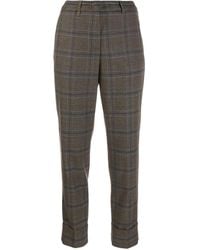 Peserico Pantalon slim à carreaux - Marron