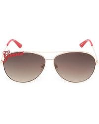 Guess - Logo-Plaque Pilot-Frame Sunglasses - Lyst