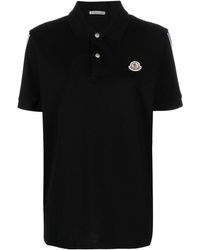Moncler - Stripe Sleeve Tape Polo In Black - Lyst