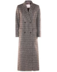 Twinset - Herringbone double-breasted coat - Lyst
