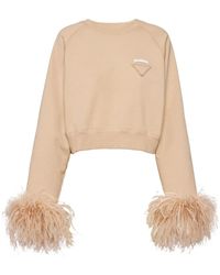 Prada - Sweatshirt Mit Federn - Lyst