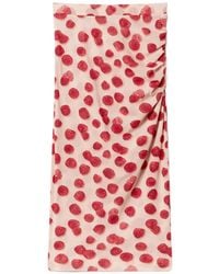 Stella McCartney - Raspberry-Print Ruched Skirt - Lyst