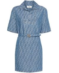 Fendi - Abito Corto Con Motivo Ff - Lyst