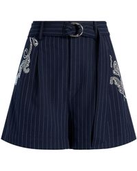Cinq À Sept - Rebecca Paisley-embroidered Pinstripe Shorts - Lyst
