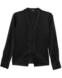 Theory - Seam Satin Blouse - Lyst