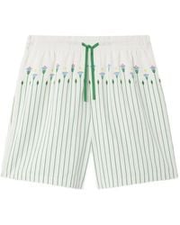 CASABLANCA - Floral Stripe Sporty Linen Shorts - Lyst