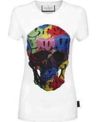 Philipp Plein - Skull-Print Rhinestones-Embellishment T-Shirt - Lyst