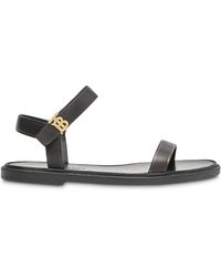 Burberry Monogram Motif Leather Sandal - Black